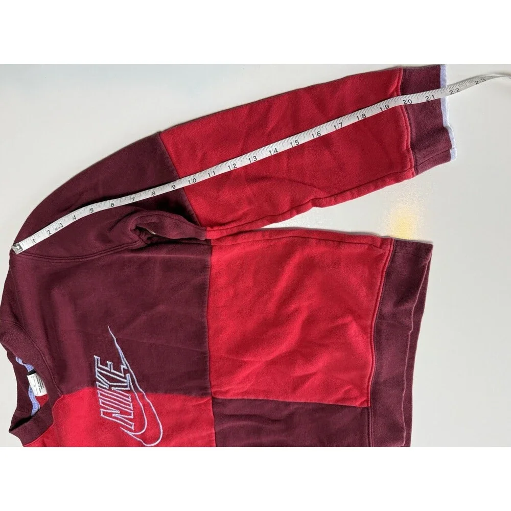 Nike Color Block Crewneck Sweatshirt Blue Ribbon Sports Red Burgundy Size L